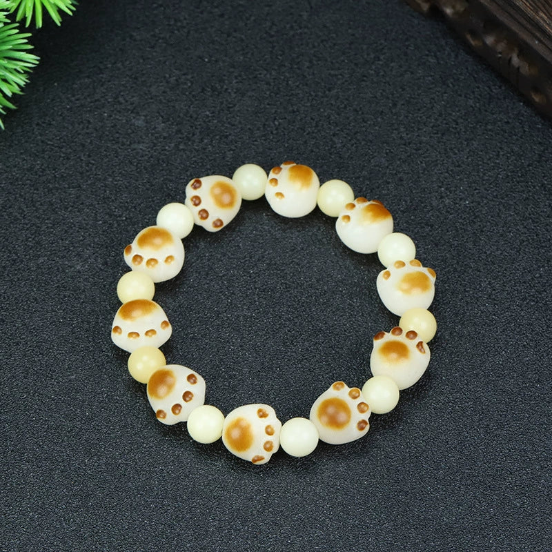 Adorable Cat Paw Bodhi Seed Beaded Bracelet for Women