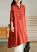 Linen Shirt Dress Summer Mid Dress
