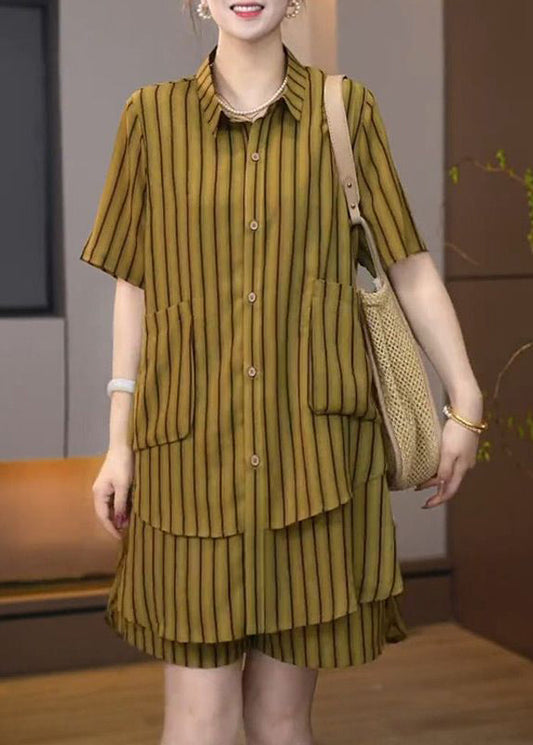 Plus Size Asymmetrical Striped Women Sets 2 Pieces Summer