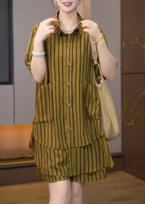 Plus Size Asymmetrical Striped Women Sets 2 Pieces Summer