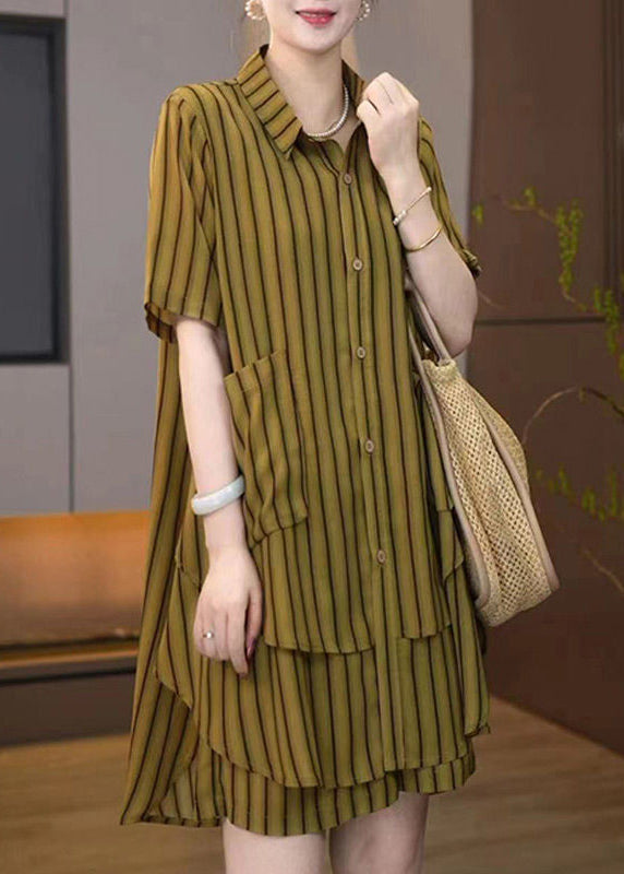 Plus Size Asymmetrical Striped Women Sets 2 Pieces Summer