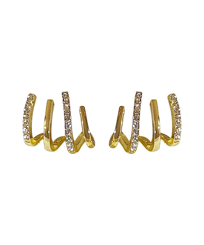 Regular Gold Alloy Inlaid Zircon Hoop Earrings