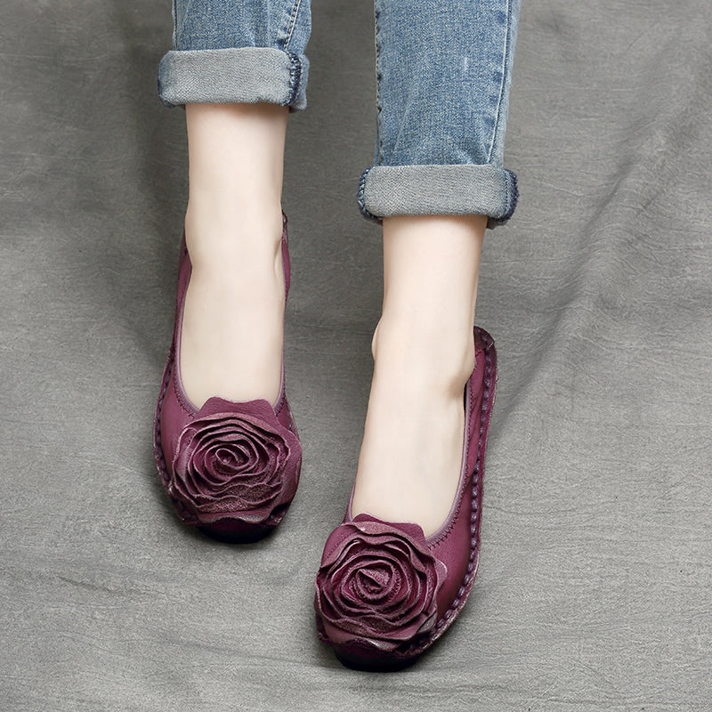 Purple Penny Loafers Cowhide Leather Soft Penny Loafers