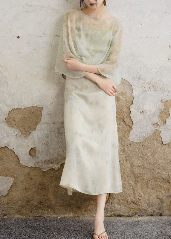 Unique Tie Dye Print False Two Pieces Tulle Long Dress Summer(Pre-sale)