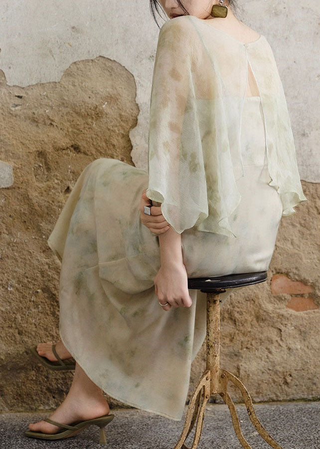 Unique Tie Dye Print False Two Pieces Tulle Long Dress Summer(Pre-sale)