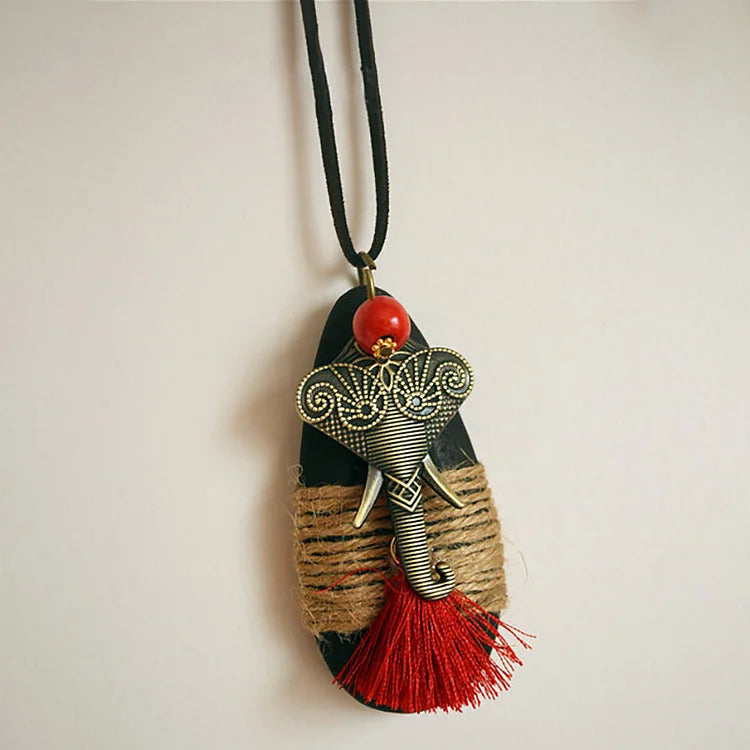 Vintage Ethnic Tassel Necklace Sweater Pendants