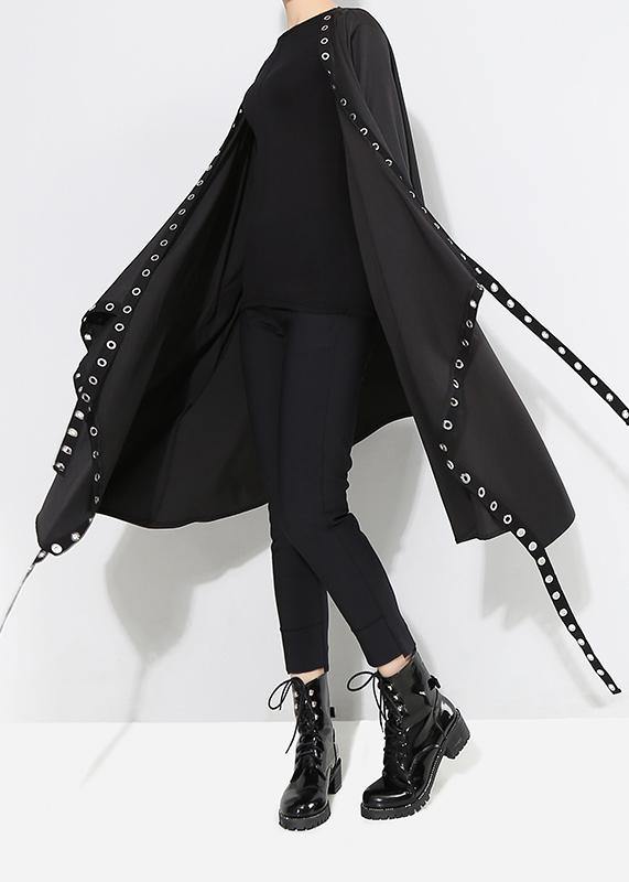 Unique Cape Style Solid Black Woman Coat