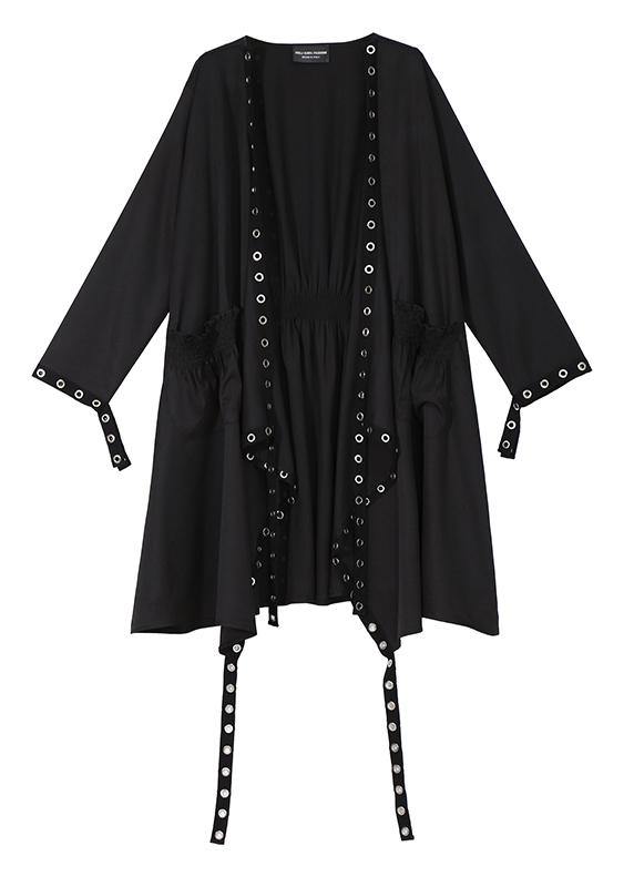 Unique Cape Style Solid Black Woman Coat