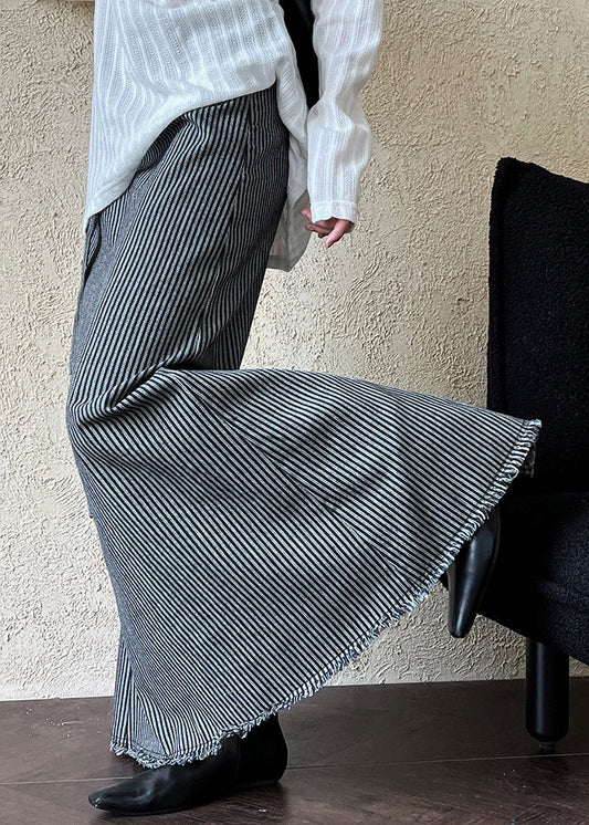 Women Striped High Waist Tie Waist Maxi Skirts