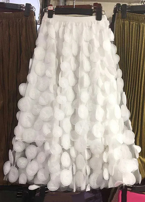 Chic Green High Waist Patchwork Dot Tulle Skirt Summer