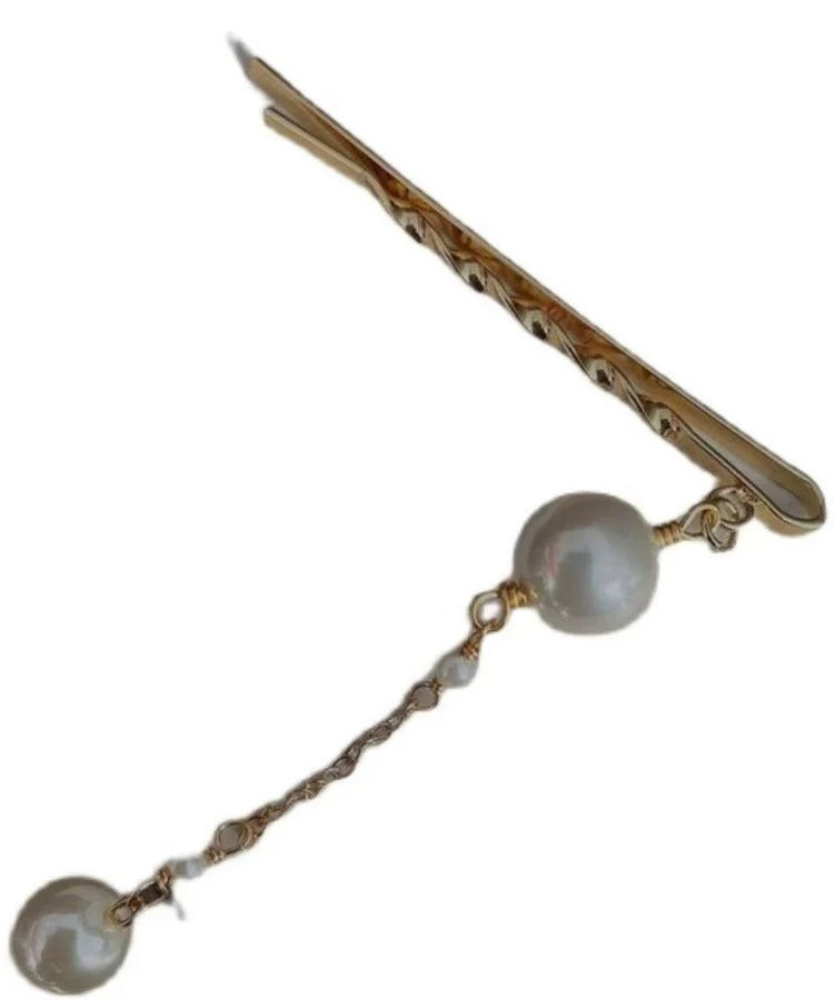 Chinese Style Gold Alloy Pearl Tassel Hairpin Two-Piece Set