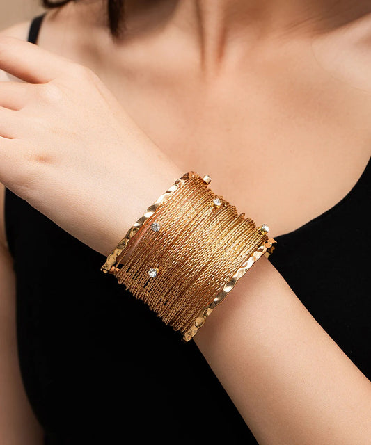 Bohemian Gold Metal Zircon Line Cuff