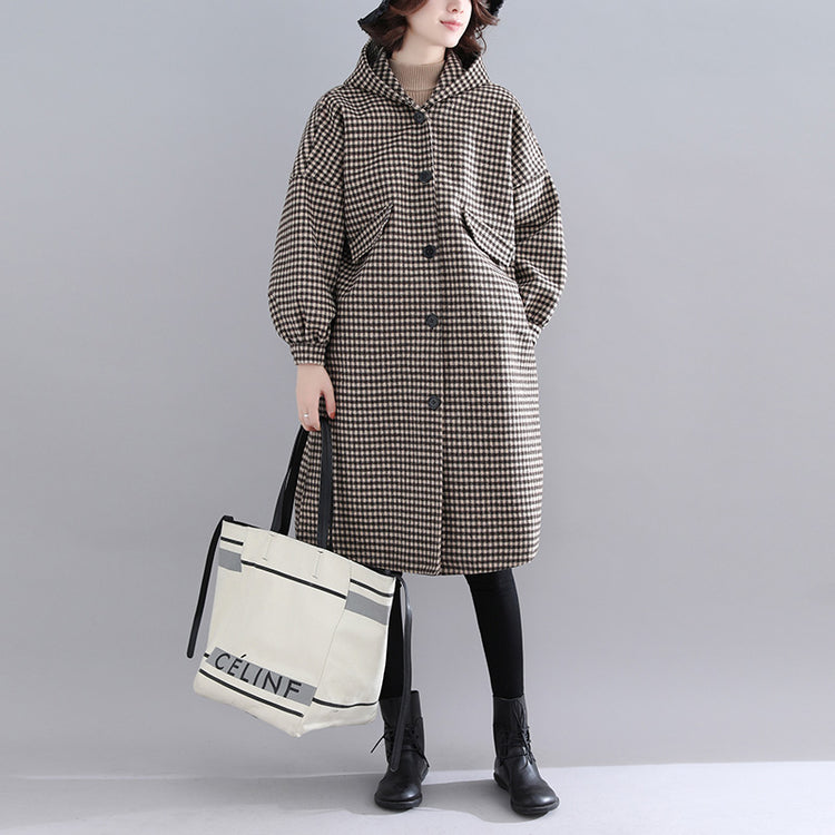 Luxury plus size thick plaid womens parkas trendy hooded warm winter coats