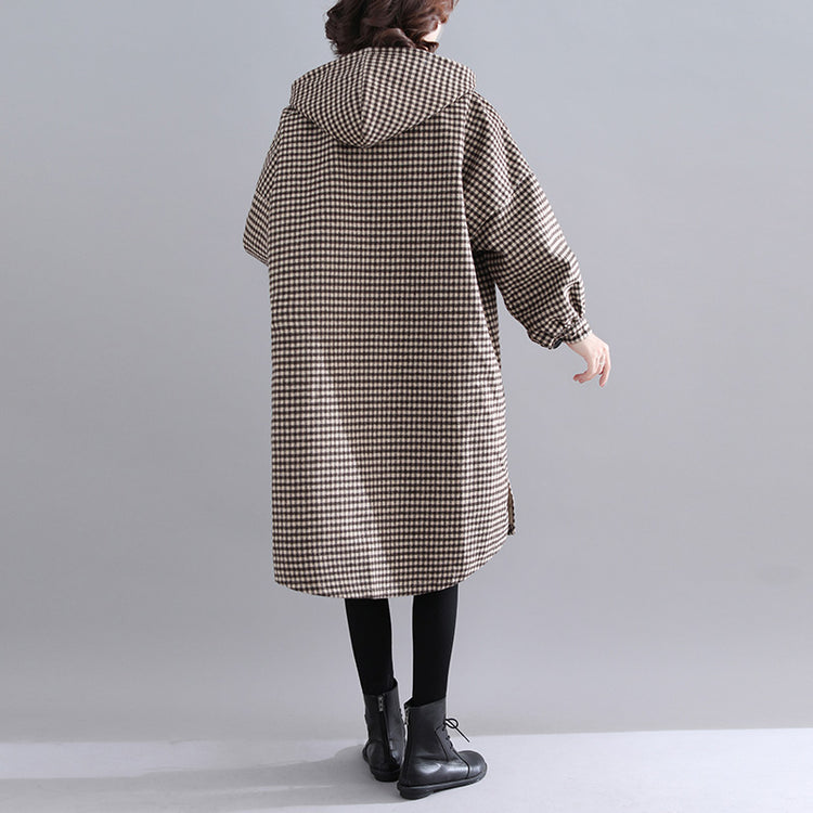 Luxury plus size thick plaid womens parkas trendy hooded warm winter coats