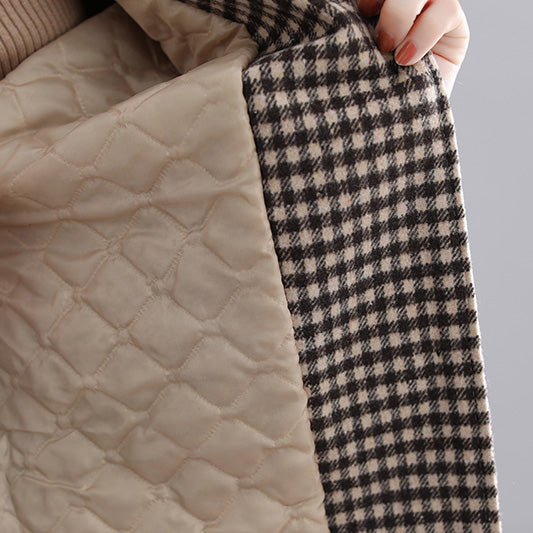 Luxury plus size thick plaid womens parkas trendy hooded warm winter coats