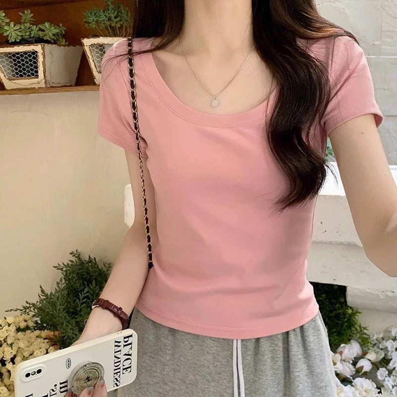 New beautiful O Neck Pink Top