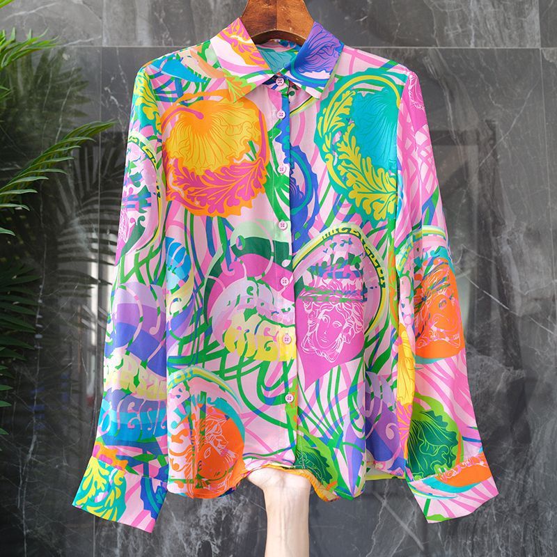 Chic Print Floral Button Shirt Long Sleeve