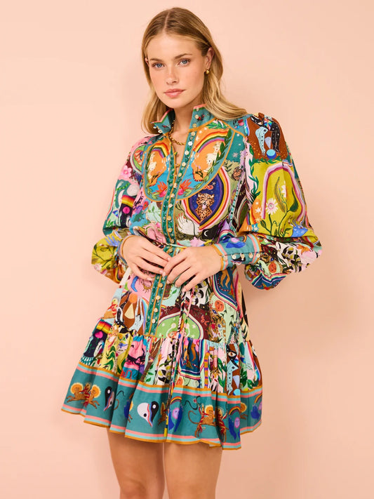 Classy Colorblock Print Line Shirts Dresses Spring