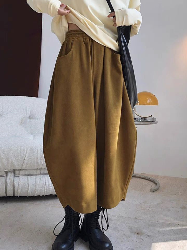 Retro Black Oversized Wide Leg Harem Pants Autumn