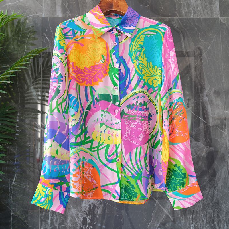 Chic Print Floral Button Shirt Long Sleeve