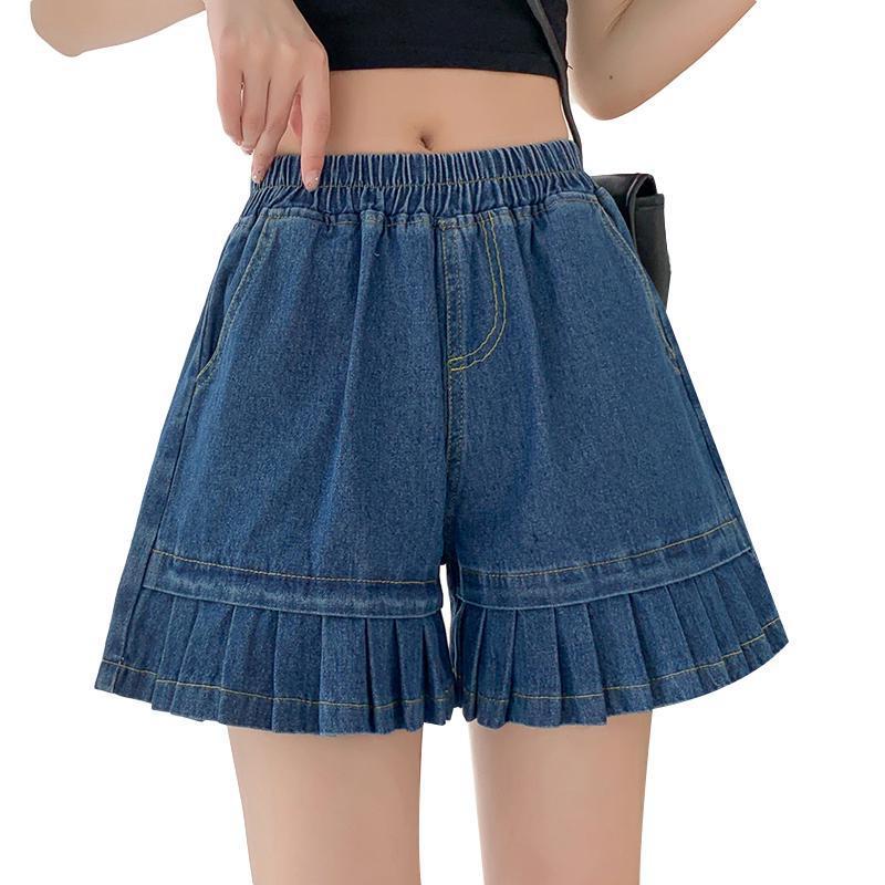 Light Blue Loose denim shorts summer