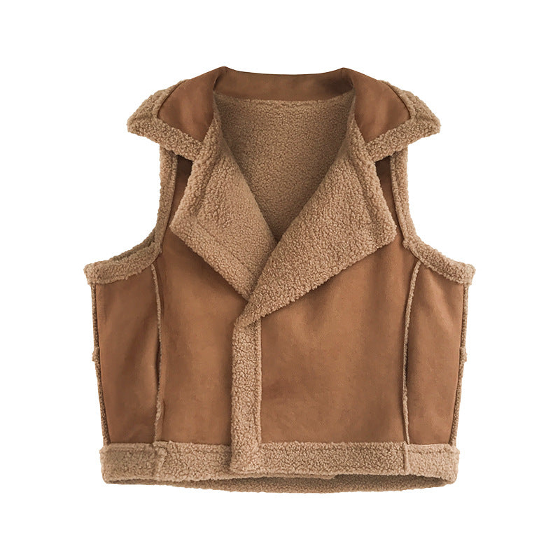 Winter loose khaki button sleeveless vest