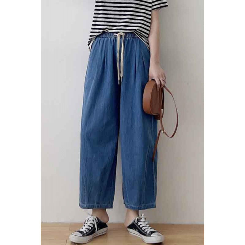 Casual Loose Drawstring Elasticity Denim Pants