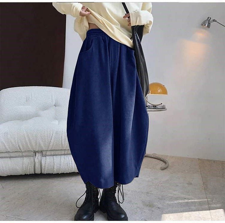 Retro Black Oversized Wide Leg Harem Pants Autumn