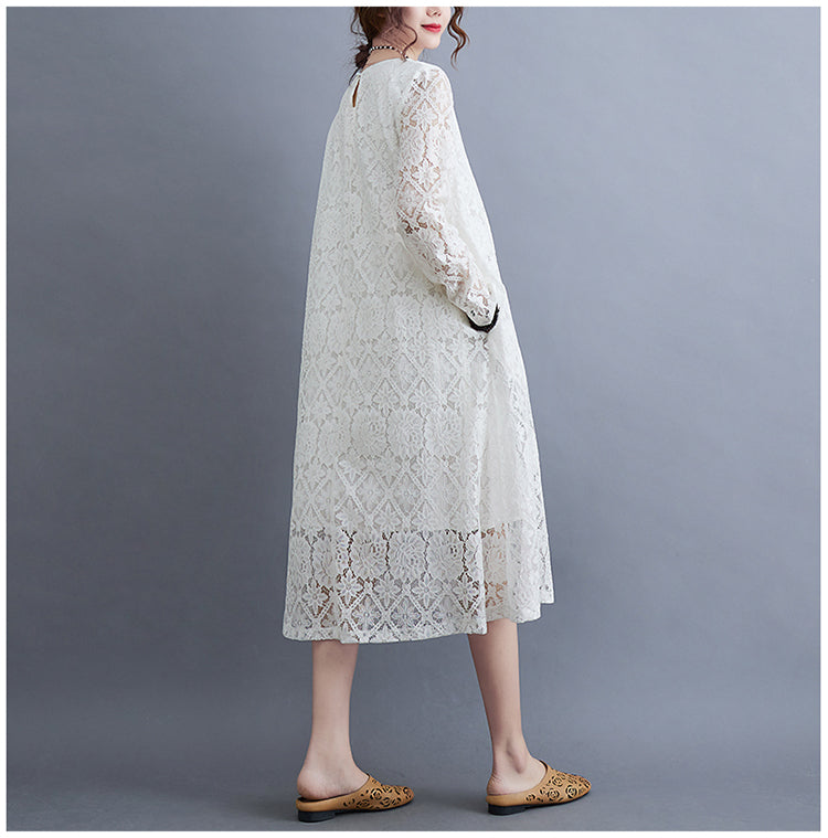 Elegant white Hollow Slim Lace Dress Bracelet Sleeve