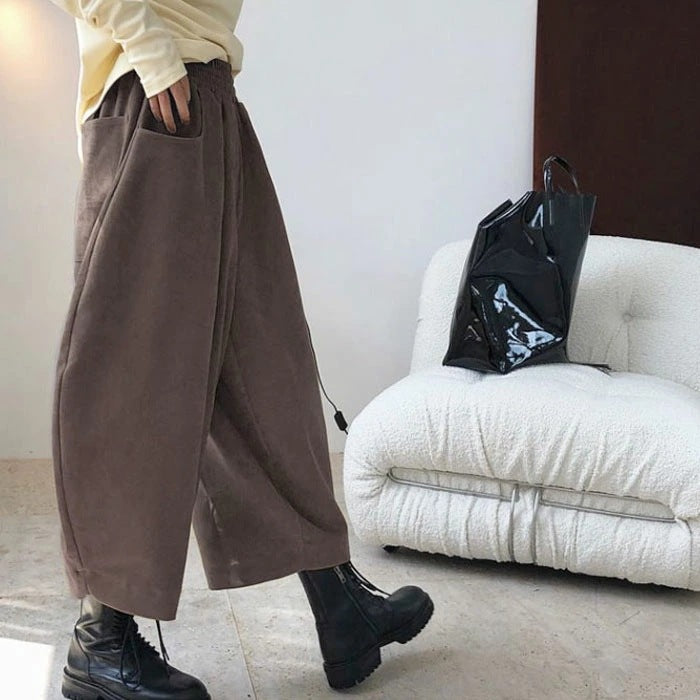 Retro Black Oversized Wide Leg Harem Pants Autumn