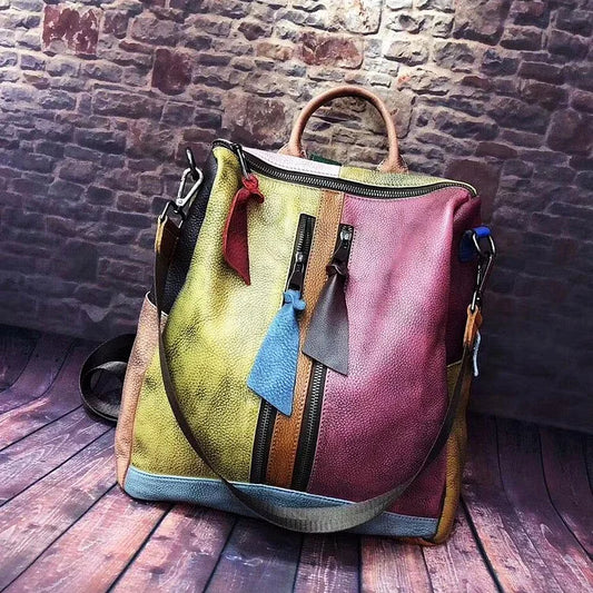 Fashion Retro Handbag Backpack Genuine Leather Female Bag