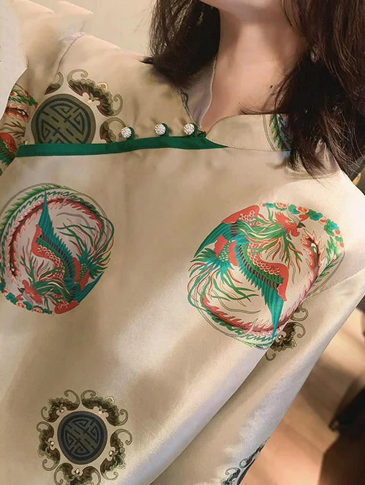 Vintage Chinese Style Print Top