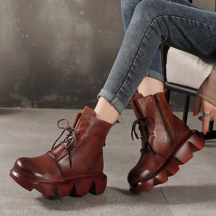 Leather Ankle Boots In Brown