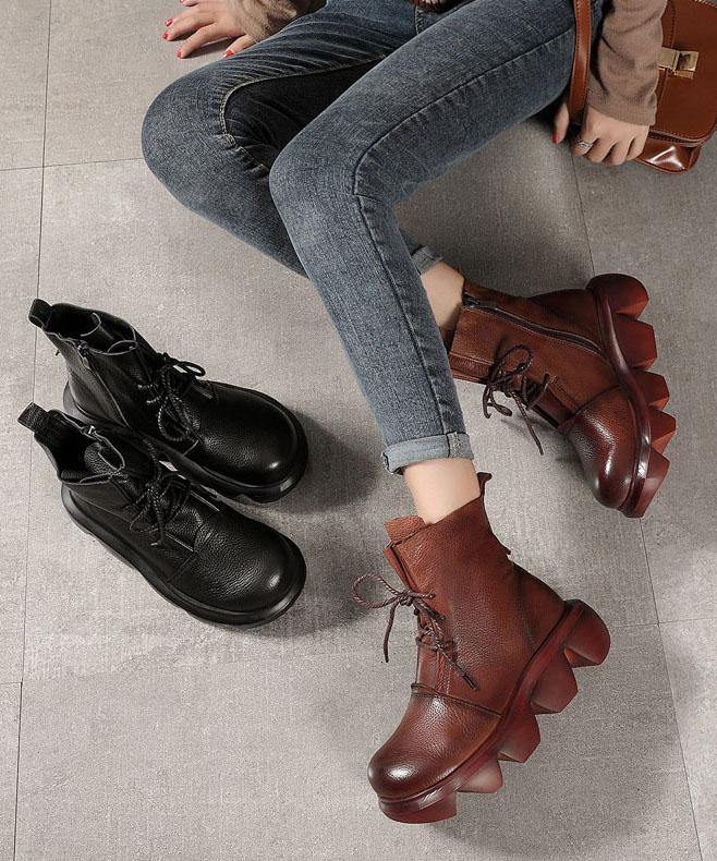 Leather Ankle Boots In Brown