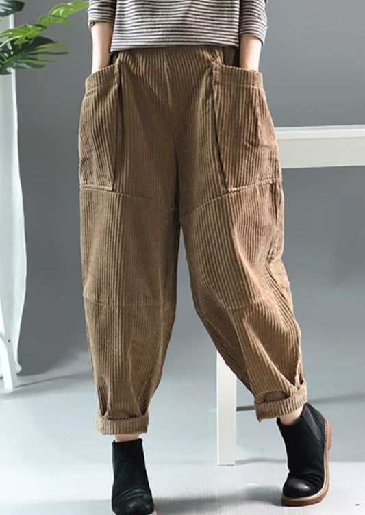 Autumn Solid Color Retro Corduroy Pants