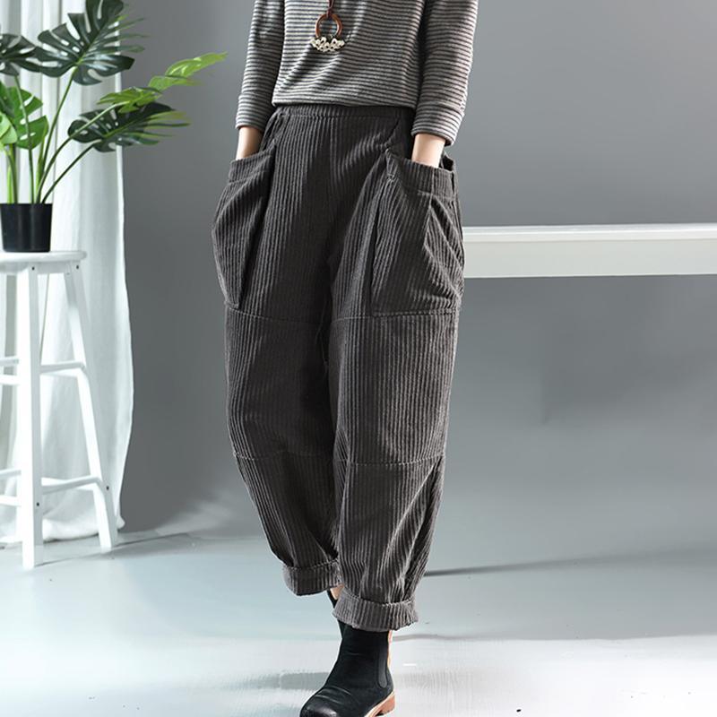 Autumn Solid Color Retro Corduroy Pants