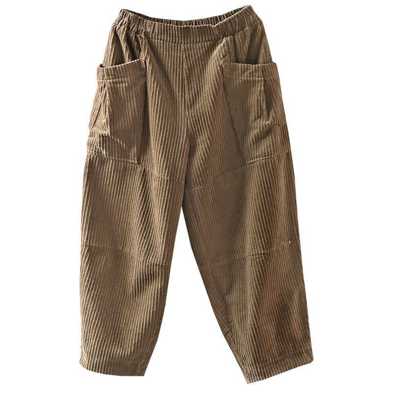 Autumn Solid Color Retro Corduroy Pants