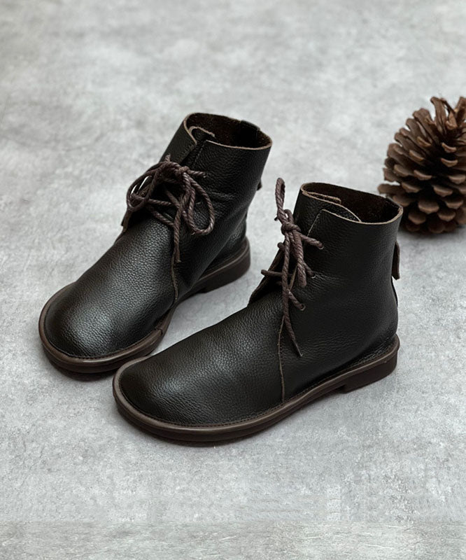 Boutique Lace Up Boots Chocolate Cowhide Leather Shelsea