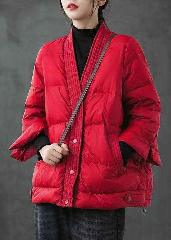 V Neck Button Thick fashion Winter Duck Down Jackets