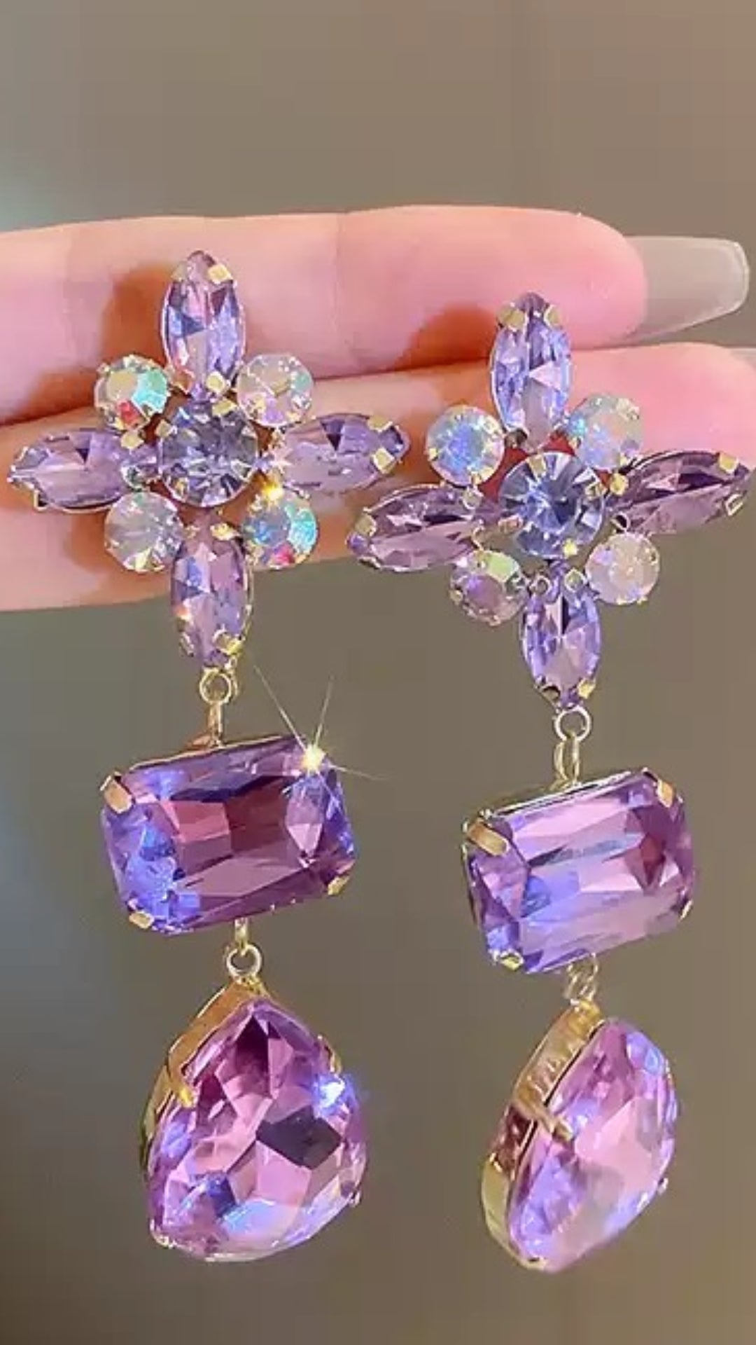 Beautiful Purple Statement Contrast Color Earrings