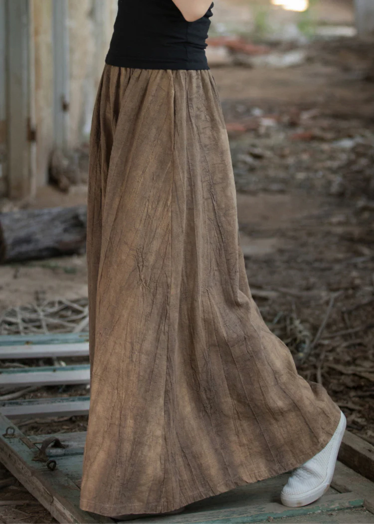 Vintage dyed elastic hem linen bustier skirt