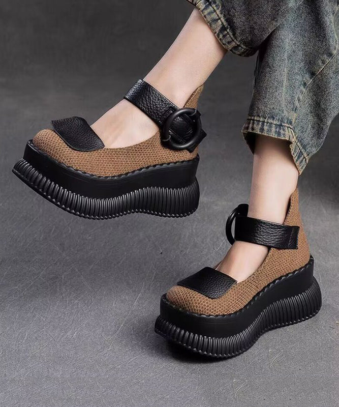 Fashion Thick Bottom Patchwork Buckle Strap Loafers