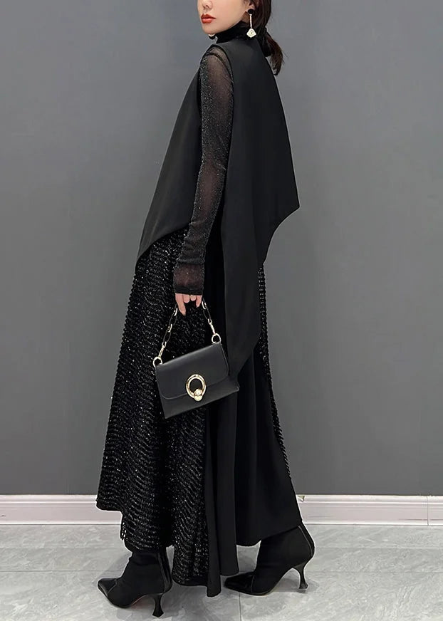 Black Fashion Sleeveless Vest And Skirts Two Piece Set