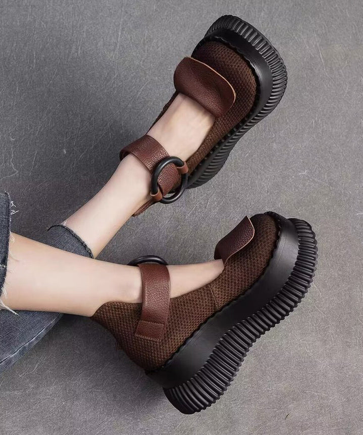 Fashion Thick Bottom Patchwork Buckle Strap Loafers