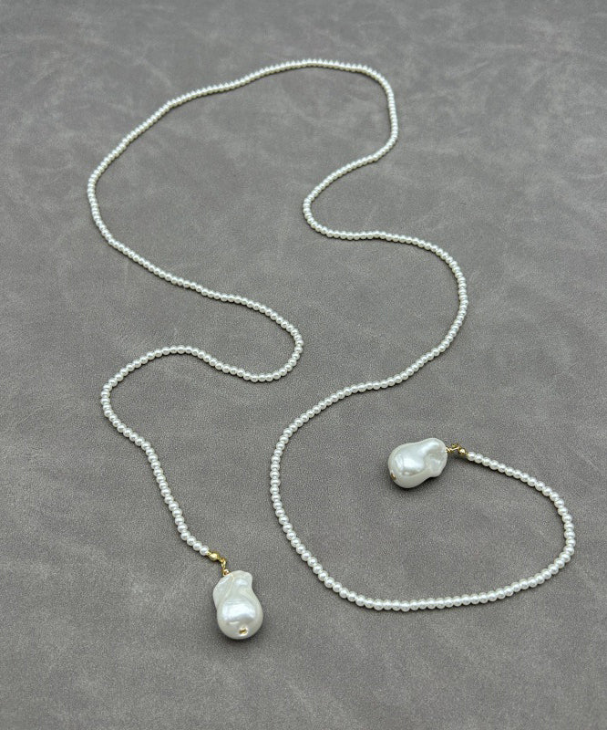 Versatile Pearl Bead Engraved Necklace