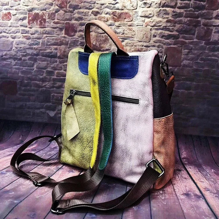 Fashion Retro Handbag Backpack Genuine Leather Female Bag