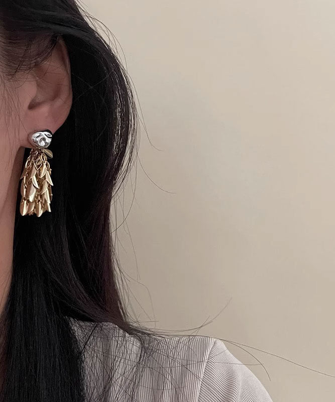 Beautiful Gold Sterling Silver Overgild Tassel Drop Earrings