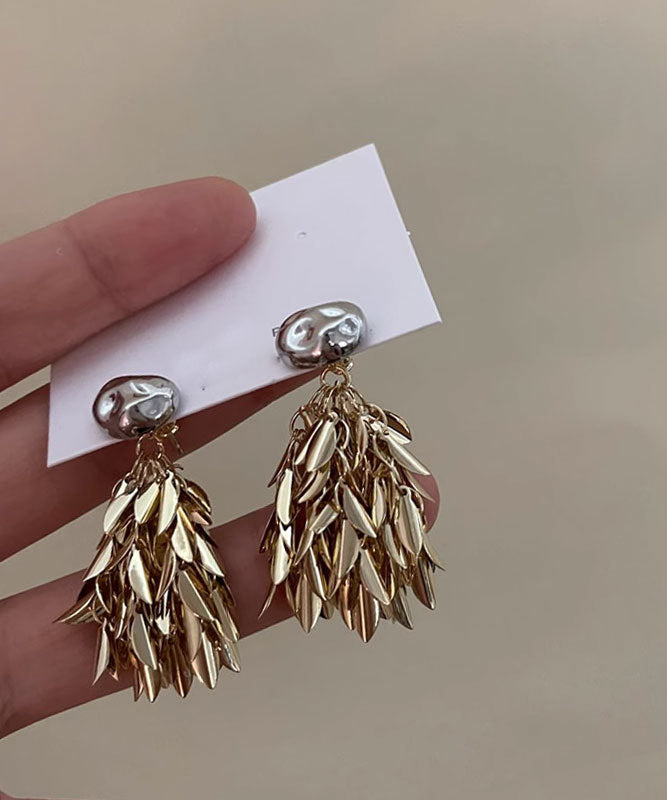 Beautiful Gold Sterling Silver Overgild Tassel Drop Earrings