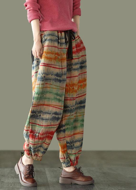 Beautiful Sunset Print Fall Linen Harem Pants