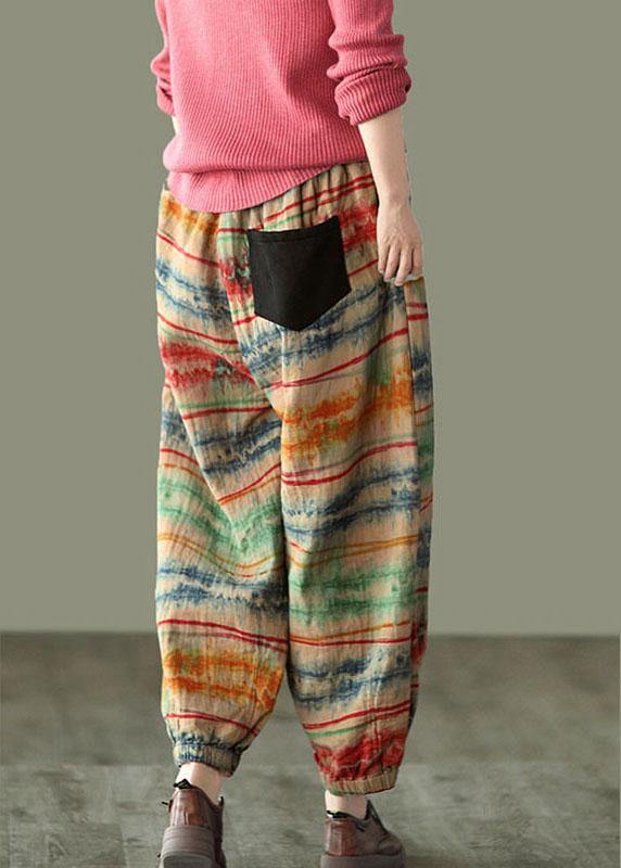 Beautiful Sunset Print Fall Linen Harem Pants